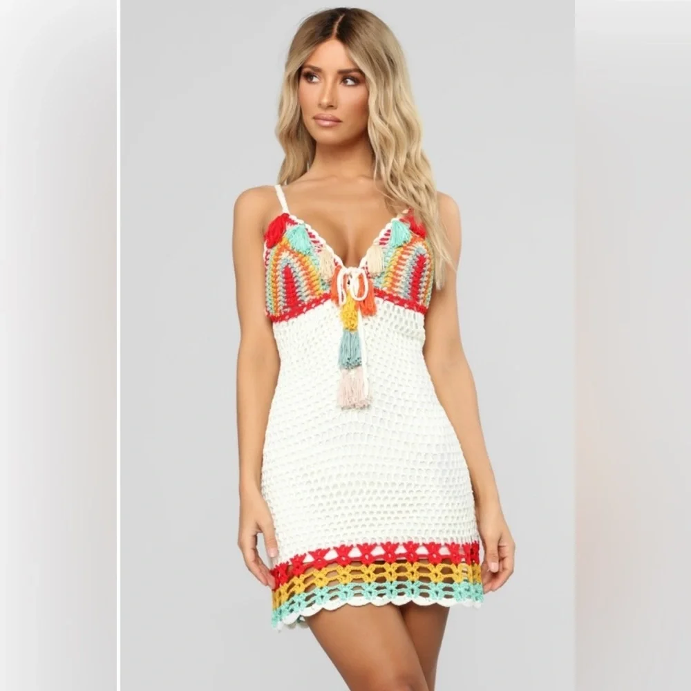Fashion Nova Colorful Crochet‎ Dress